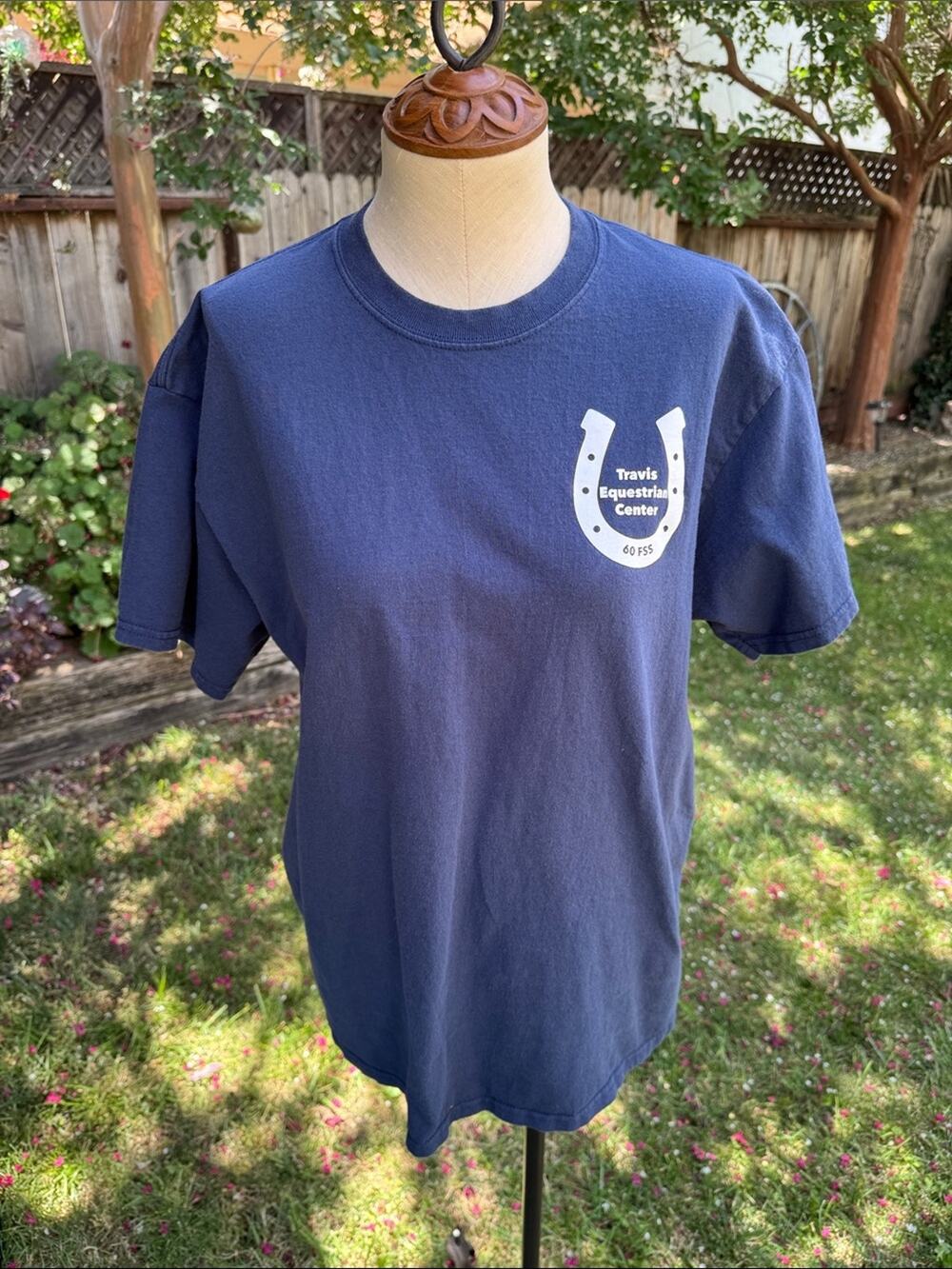 Travis AFB Equestrian Horse Center 60 FFS Navy Graphic Tee T-shirt Women's Large